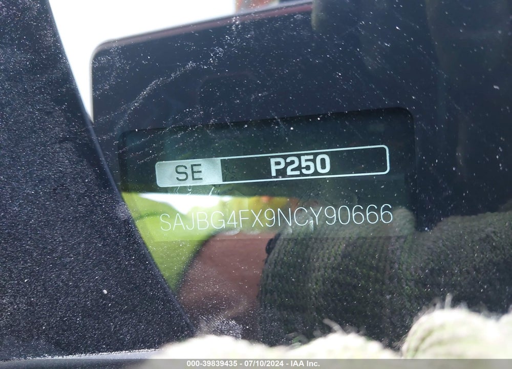 2022 JAGUAR XF SE P250 RWD AUTOMATIC VIN: SAJBG4FX9NCY90666