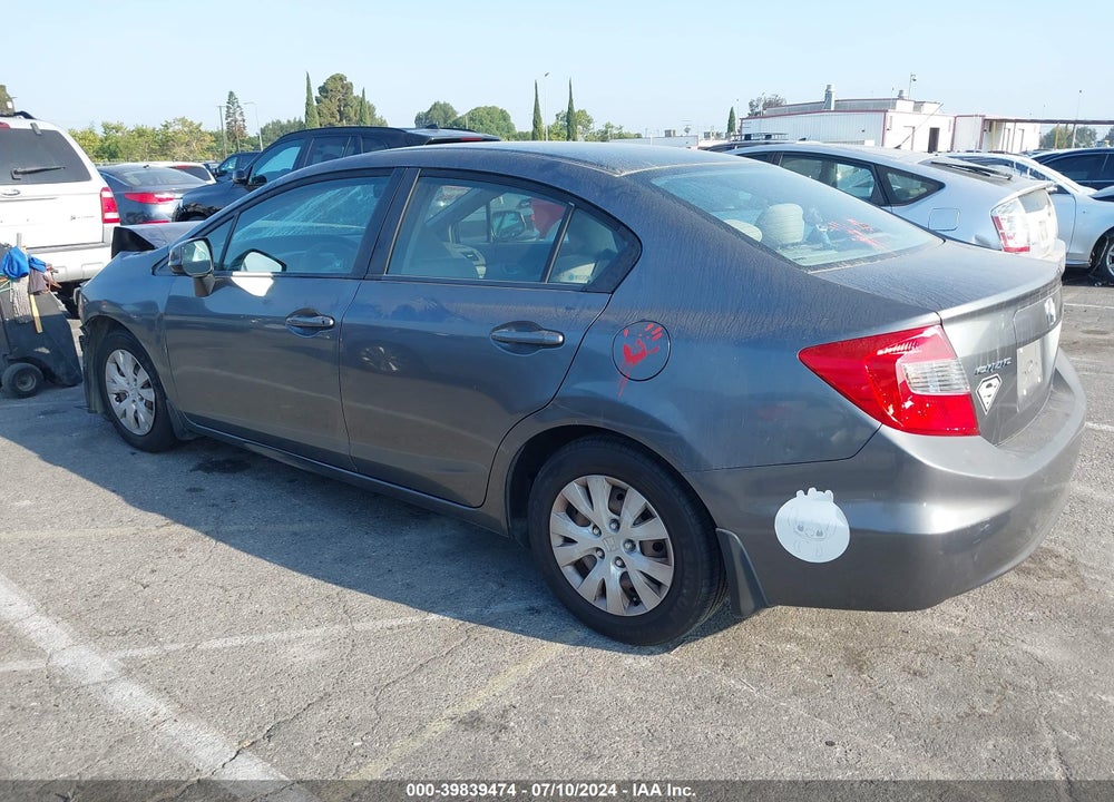 2012 HONDA CIVIC LX VIN: 19XFB2F55CE300695