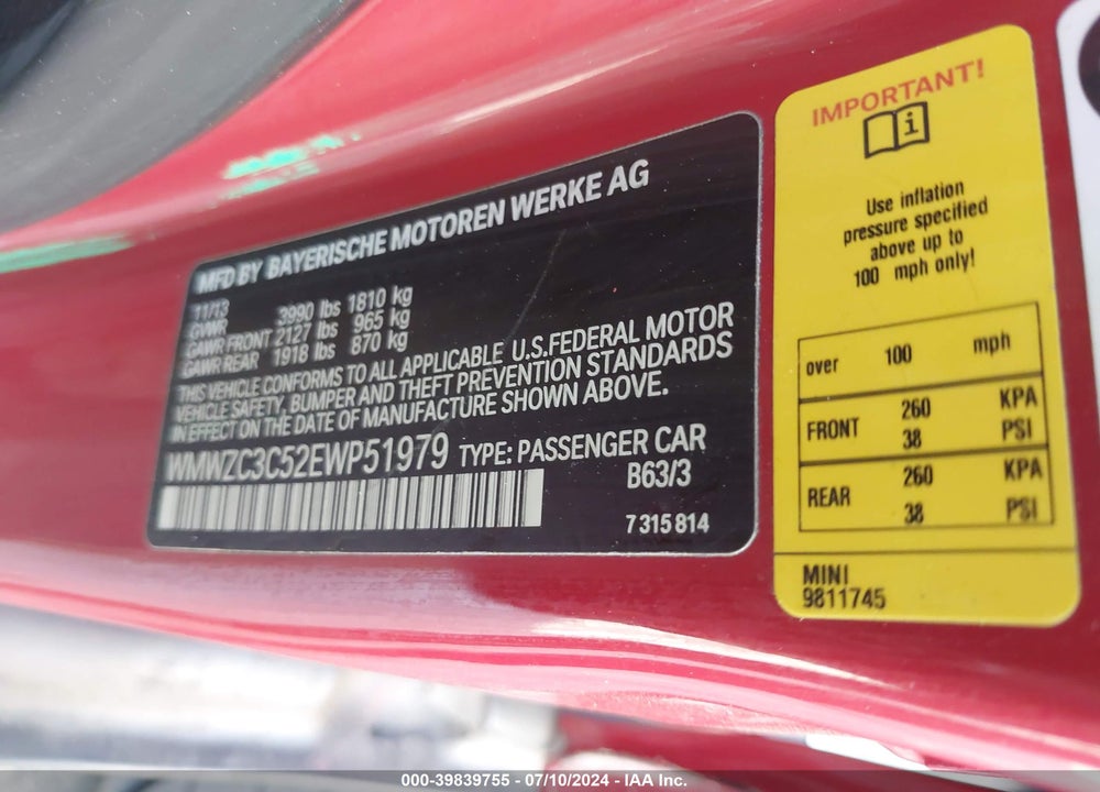 2014 MINI COUNTRYMAN COOPER S VIN: WMWZC3C52EWP51979