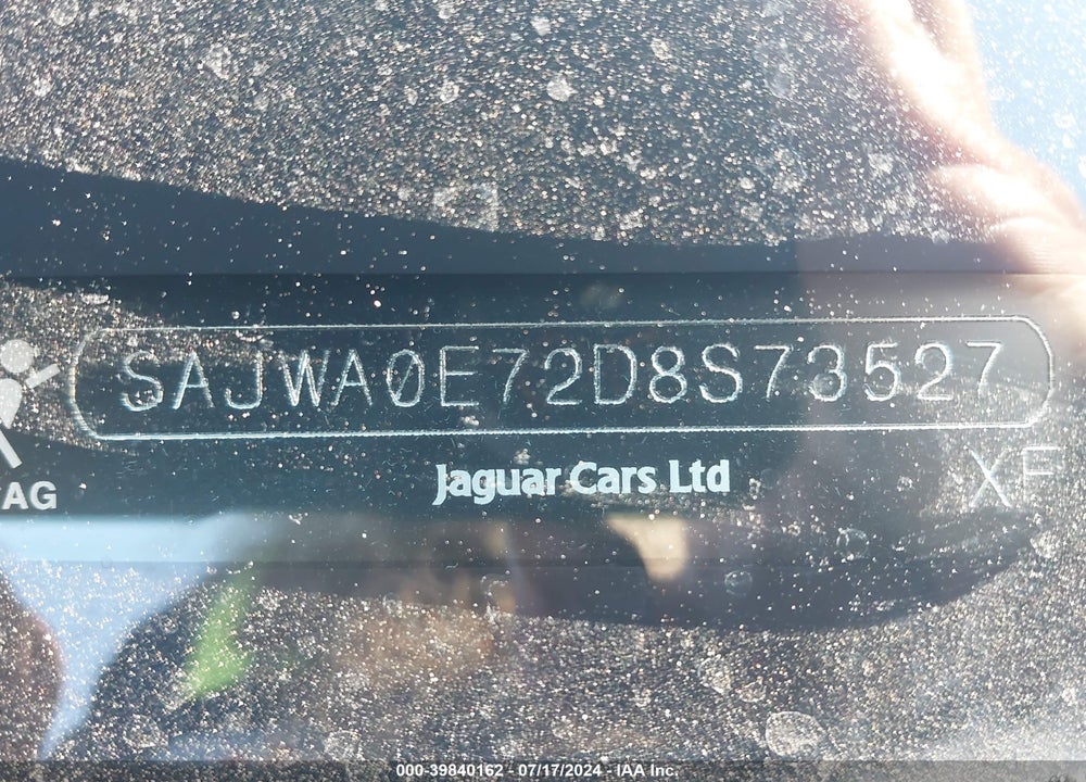 2013 JAGUAR XF V6 SC VIN: SAJWA0E72D8S73527
