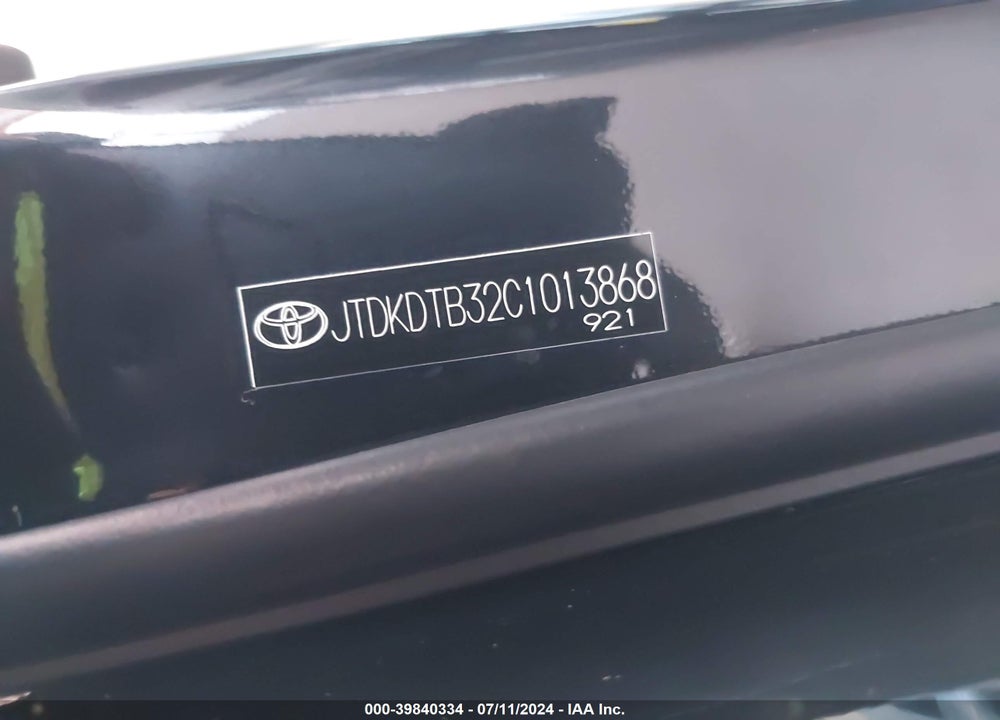 2012 TOYOTA PRIUS C FOUR VIN: JTDKDTB32C1013868