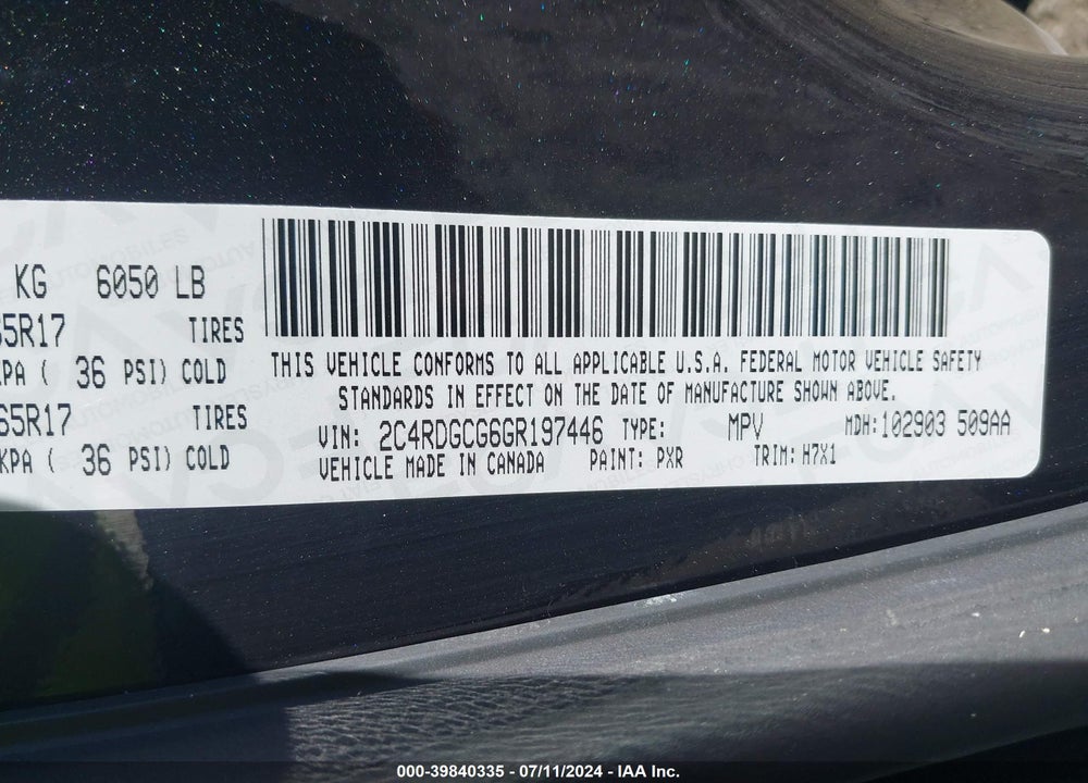 2016 DODGE GRAND CARAVAN SXT VIN: 2C4RDGCG6GR197446