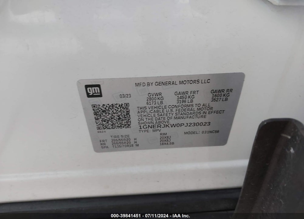 2023 CHEVROLET TRAVERSE FWD RS VIN: 1GNERJKW0PJ230023