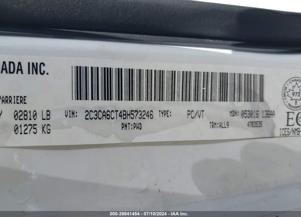 2011 CHRYSLER 300C VIN: 2C3CA6CT4BH573246