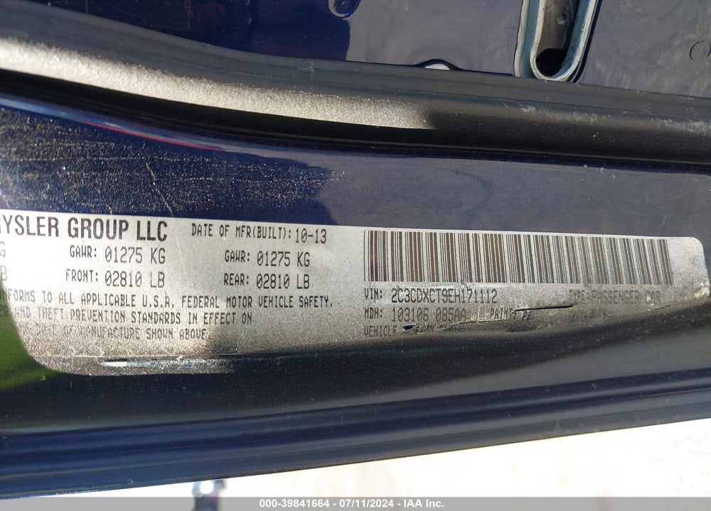 2014 DODGE CHARGER R/T PLUS VIN: 2C3CDXCT9EH171112