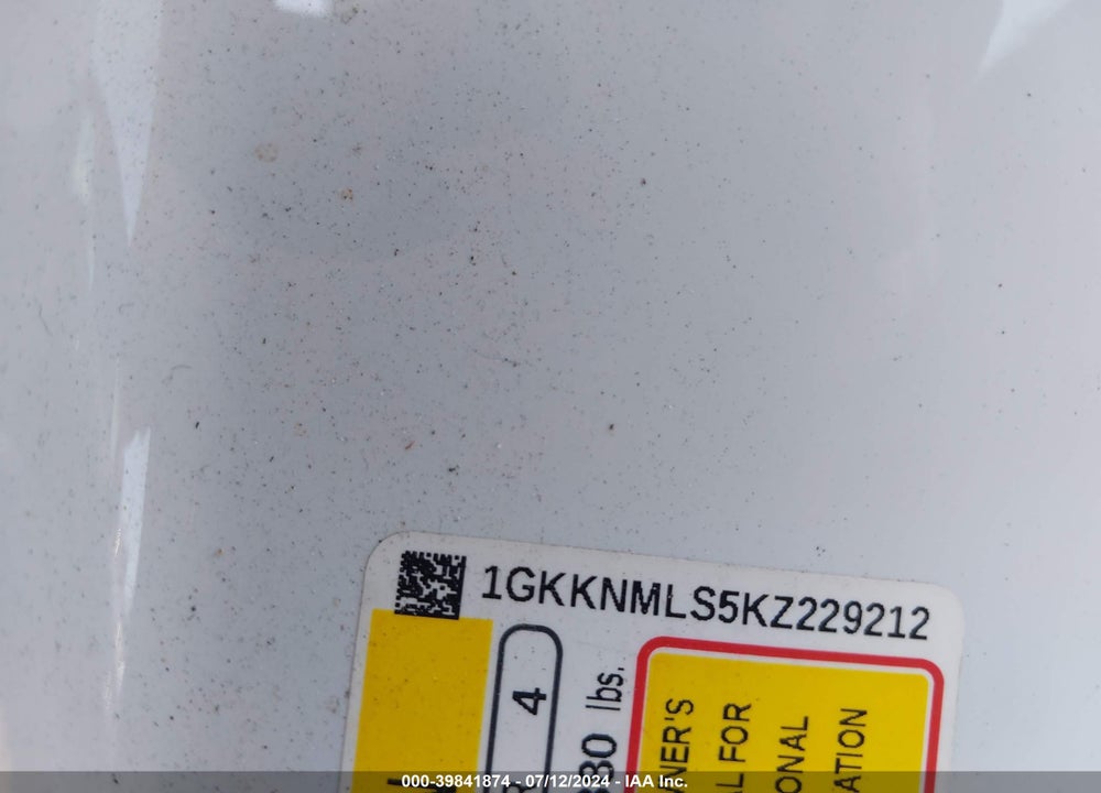 2019 GMC ACADIA SLT-1 VIN: 1GKKNMLS5KZ229212