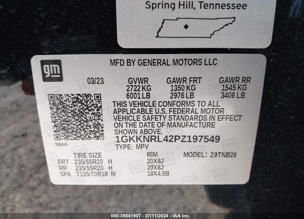 2023 GMC ACADIA AWD SLE VIN: 1GKKNRL42PZ197549