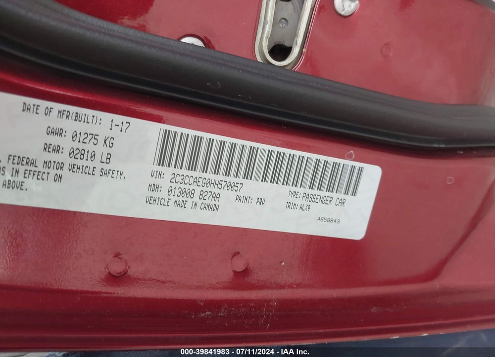 2017 CHRYSLER 300C VIN: 2C3CCAEG0HH570057
