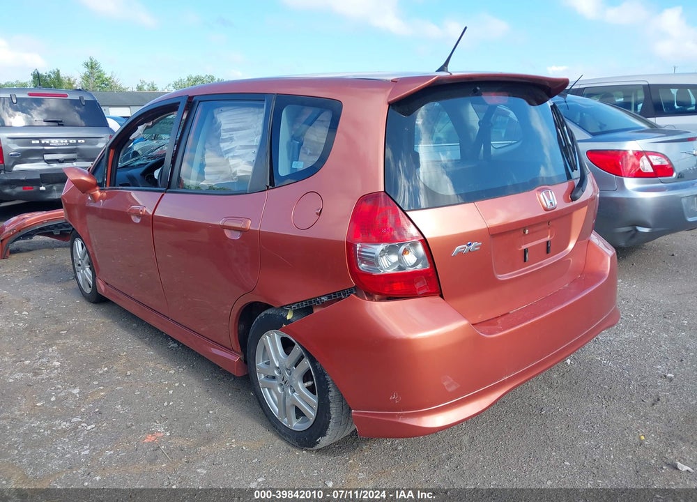 2007 HONDA FIT SPORT VIN: JHMGD38627S017022