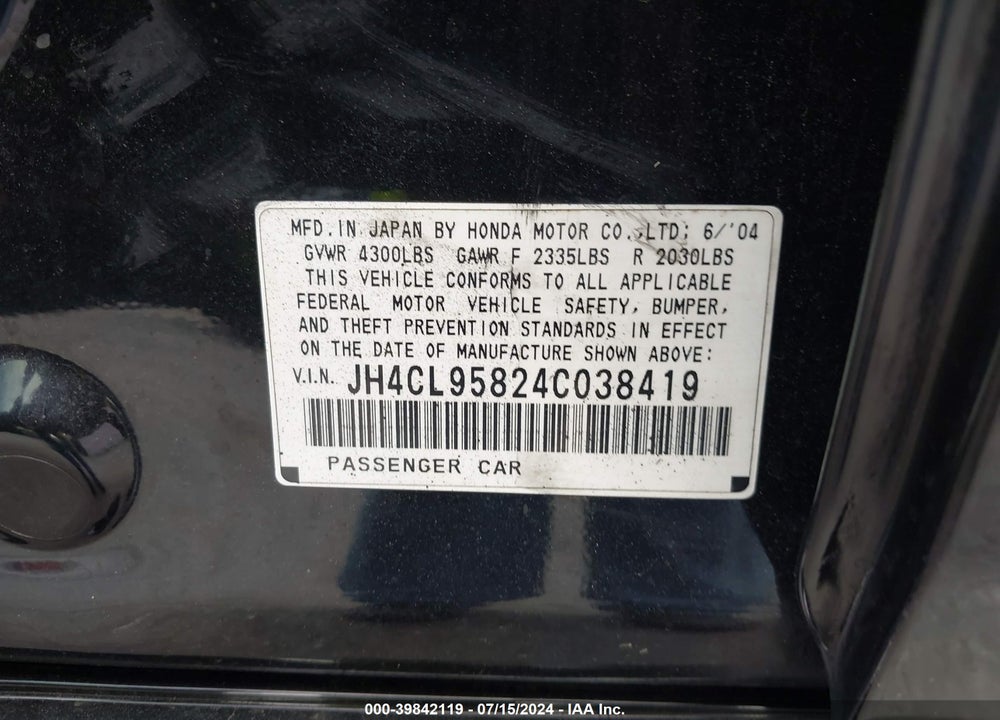 2004 ACURA TSX VIN: JH4CL95824C038419