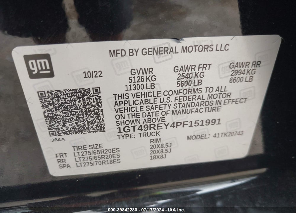 2023 GMC SIERRA 2500HD 4WD  STANDARD BED DENALI VIN: 1GT49REY4PF151991