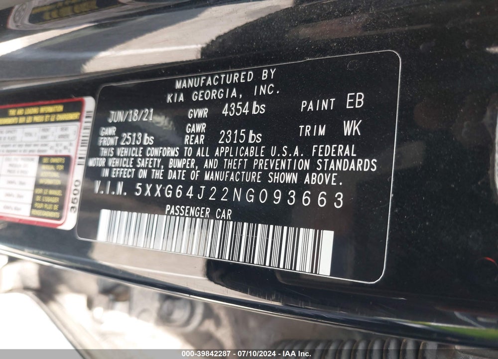 2022 KIA K5 GT LINE VIN: 5XXG64J22NG093663