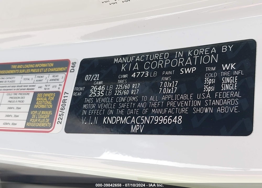 2022 KIA SPORTAGE LX VIN: KNDPMCAC5N7996648