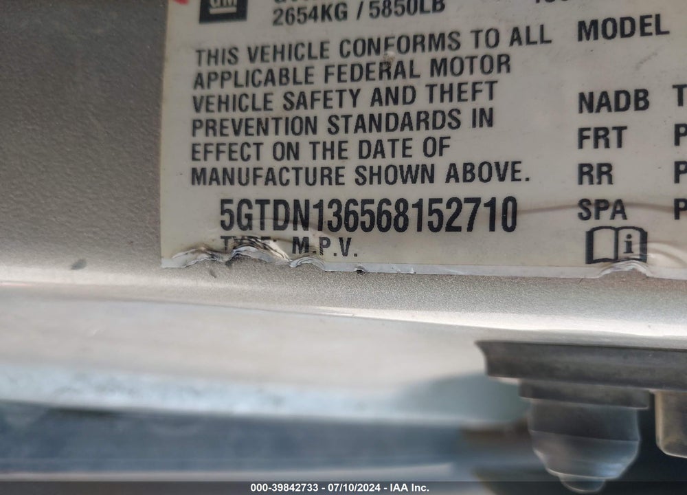 2006 HUMMER H3 SUV VIN: 5GTDN136568152710
