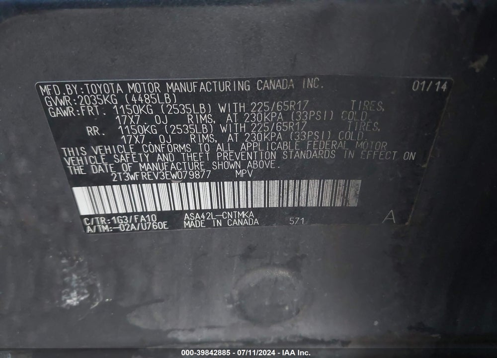 2014 TOYOTA RAV4 XLE VIN: 2T3WFREV3EW079877