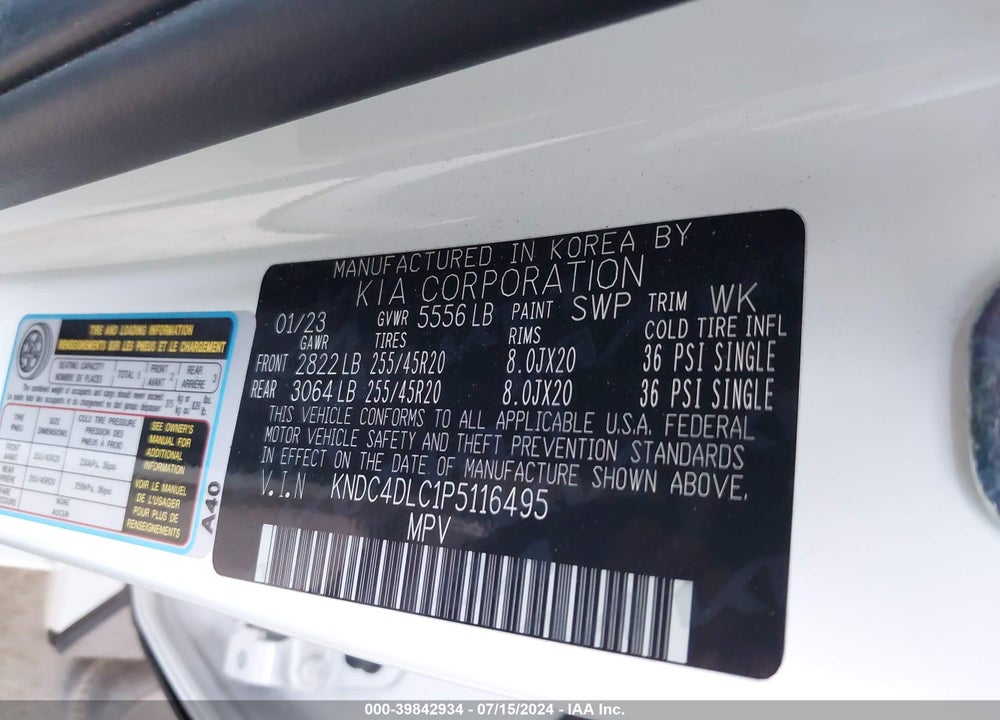 2023 KIA EV6 GT LINE VIN: KNDC4DLC1P5116495