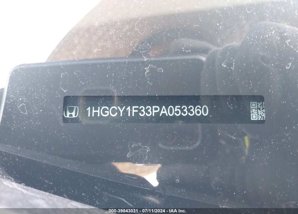 2023 HONDA ACCORD EX VIN: 1HGCY1F33PA053360