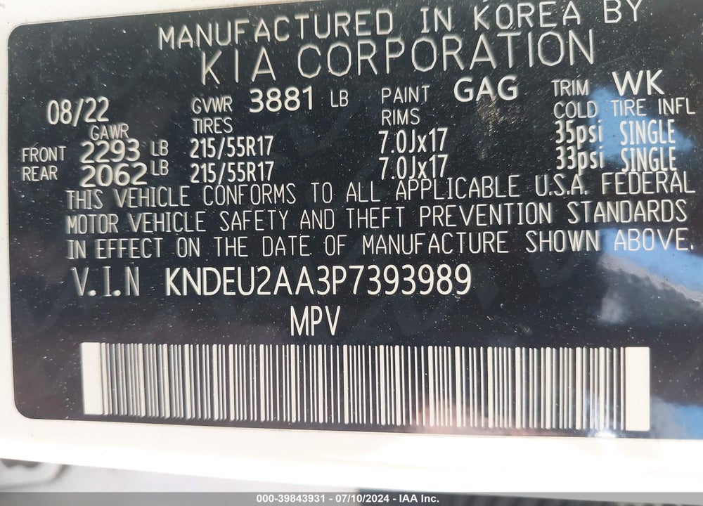 2023 KIA SELTOS S VIN: KNDEU2AA3P7393989