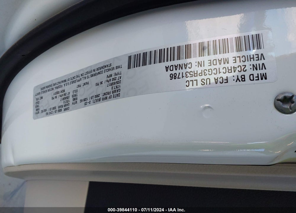 2023 CHRYSLER VOYAGER LX VIN: 2C4RC1CG3PR531786