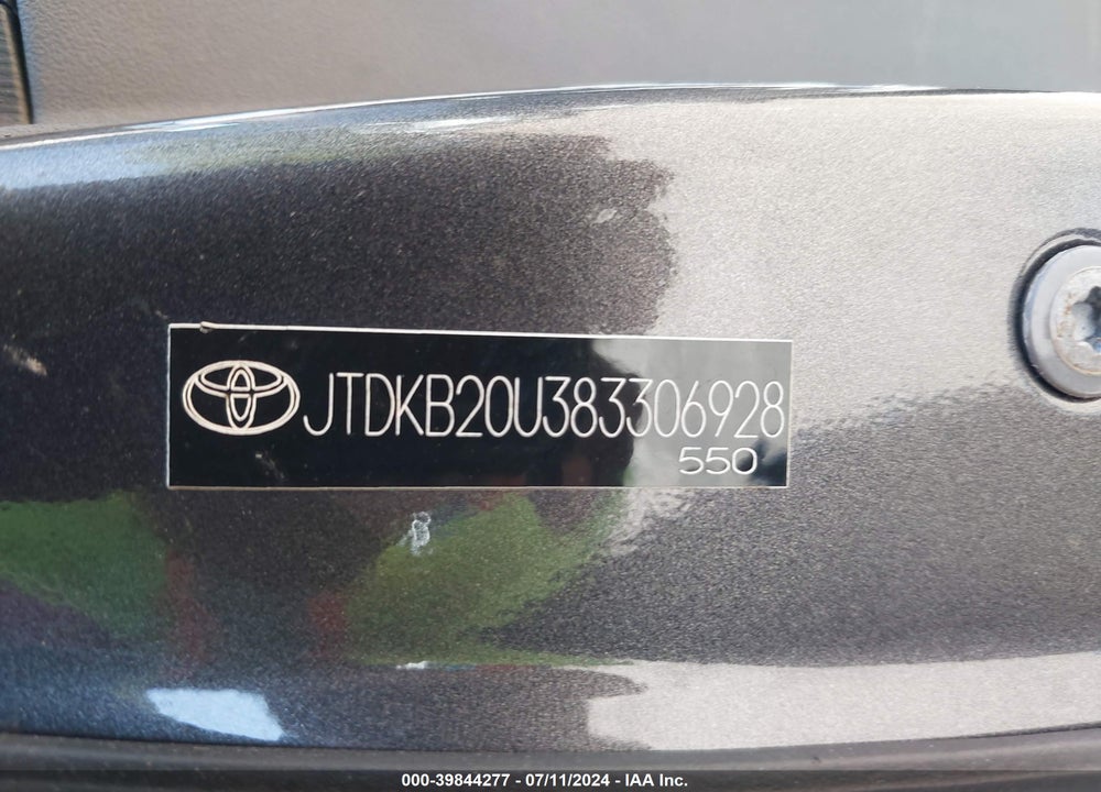 2008 TOYOTA PRIUS VIN: JTDKB20U383306928