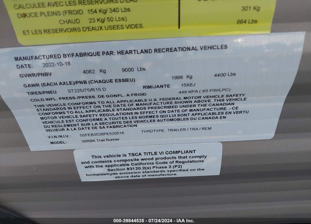 2023 HEARTLAND OTHER VIN: 5SFEB3526PE520516