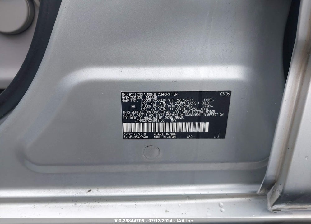 2006 TOYOTA RAV4 VIN: JTMZD33VX66019133