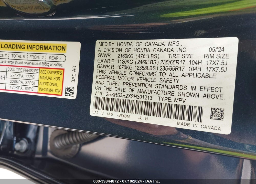 2025 HONDA CR-V LX VIN: 2HKRS3H2XSH301213