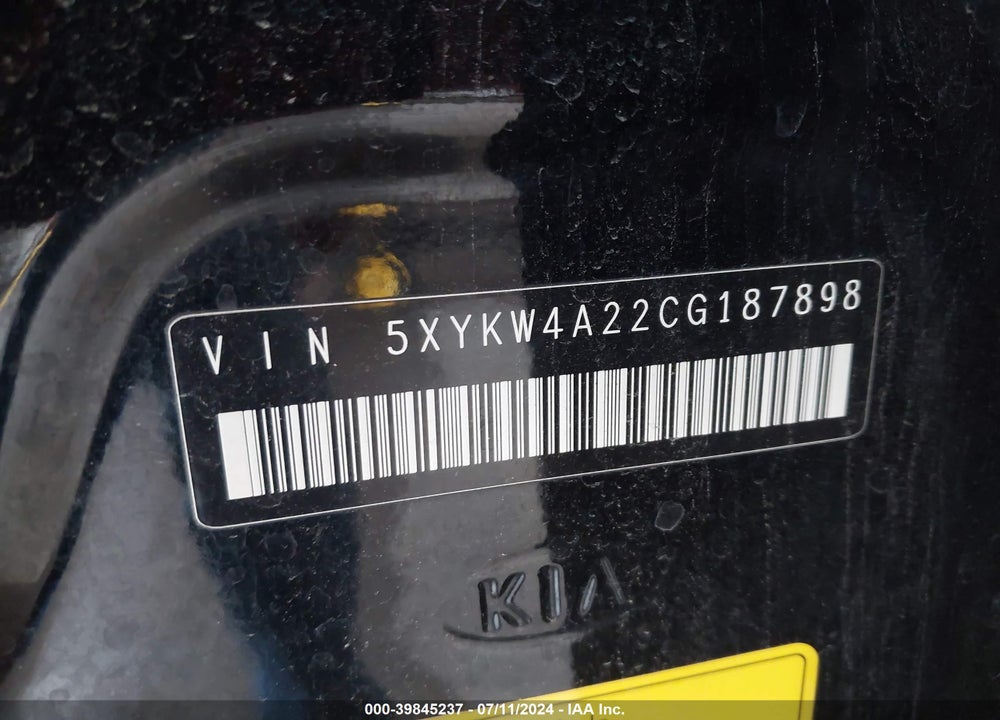 2012 KIA SORENTO SX V6 VIN: 5XYKW4A22CG187898