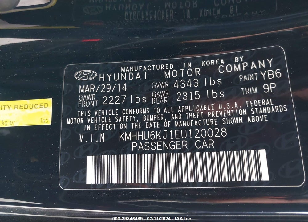 2014 HYUNDAI GENESIS 3.8 ULTIMATE VIN: KMHHU6KJ1EU120028