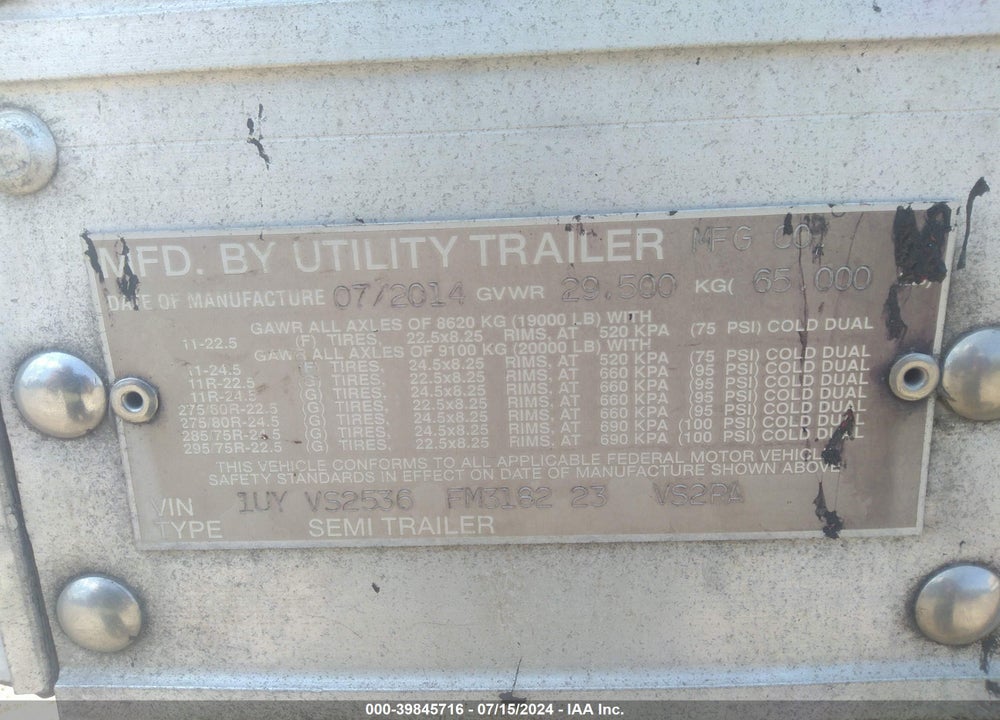 2015 UTILITY TRAILER MFG --- VIN: 1UYVS2536FM318223