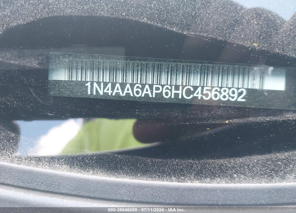 2017 NISSAN MAXIMA 3.5 SL VIN: 1N4AA6AP6HC456892