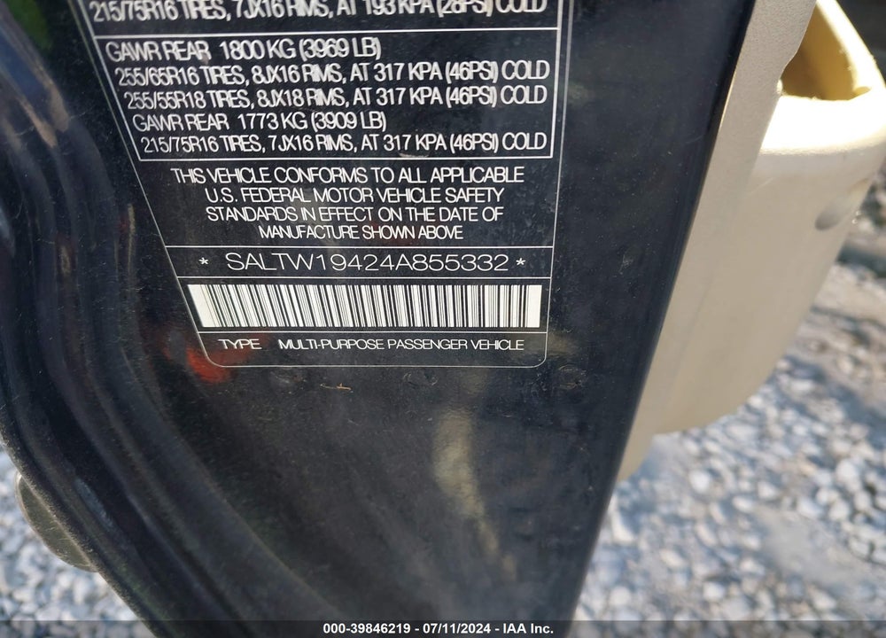 2004 LAND ROVER DISCOVERY SE VIN: SALTW19424A855332