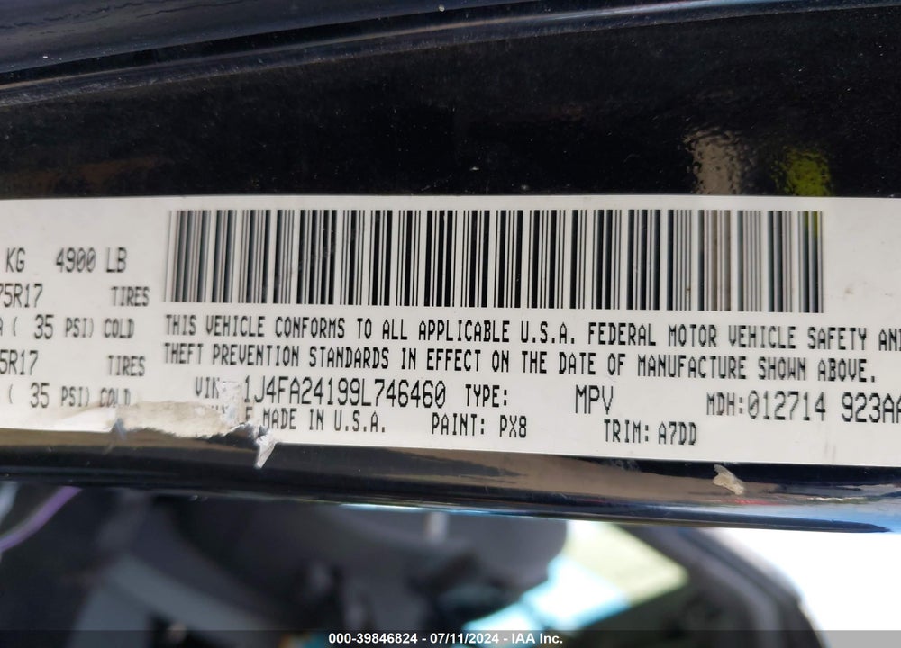 2009 JEEP WRANGLER X VIN: 1J4FA24199L746460