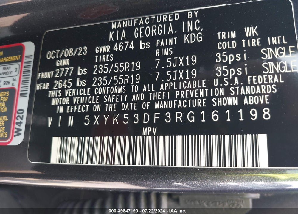 2024 KIA SPORTAGE SX PRESTIGE VIN: 5XYK53DF3RG161198
