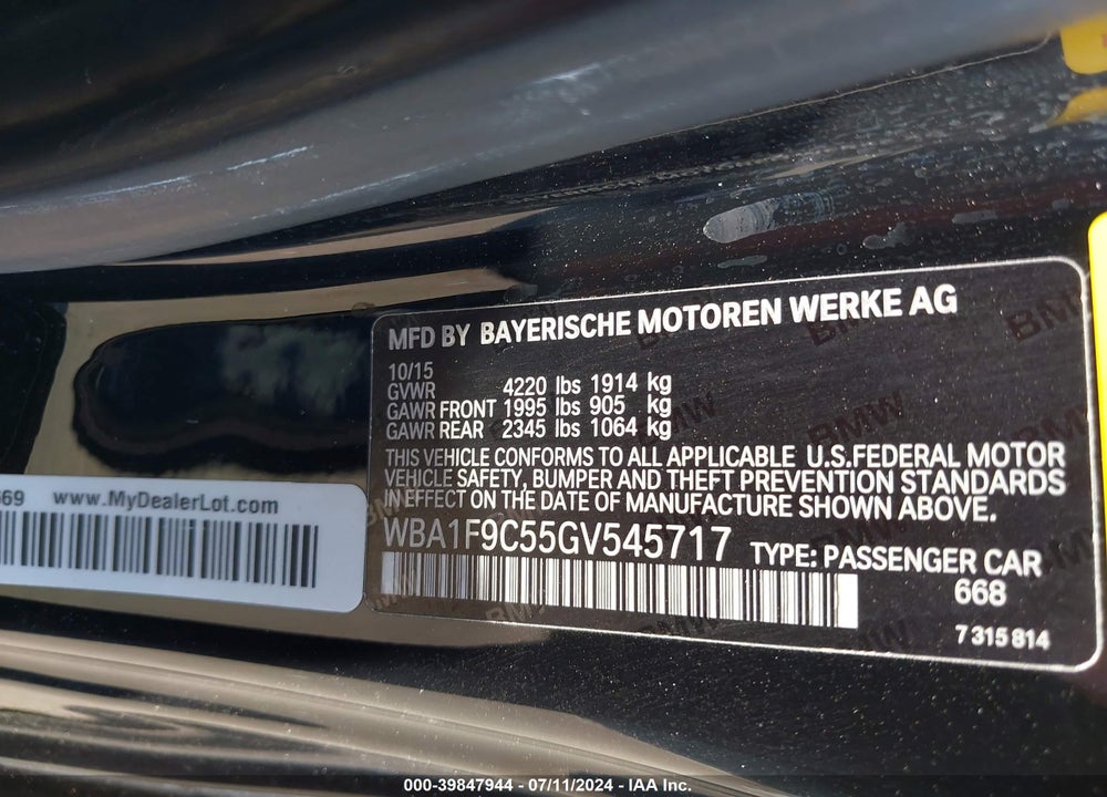 2016 BMW 228I VIN: WBA1F9C55GV545717