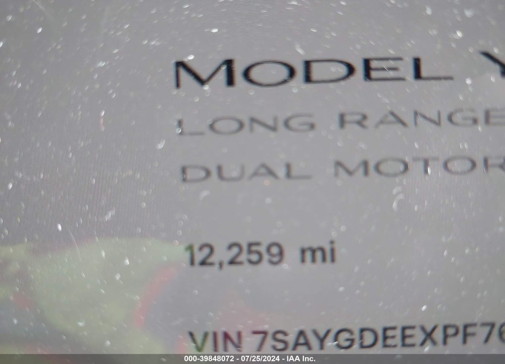 2023 TESLA MODEL Y AWD/LONG RANGE DUAL MOTOR ALL-WHEEL DRIVE VIN: 7SAYGDEEXPF765287