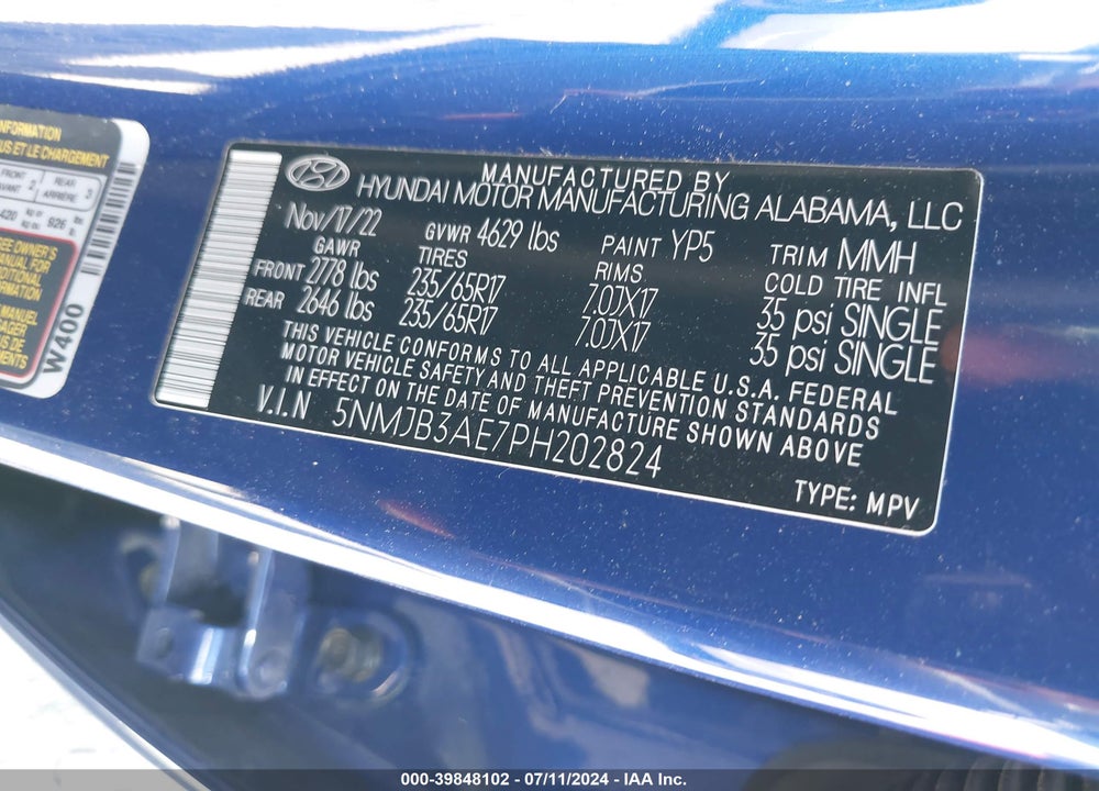 2023 HYUNDAI TUCSON SEL VIN: 5NMJB3AE7PH202824