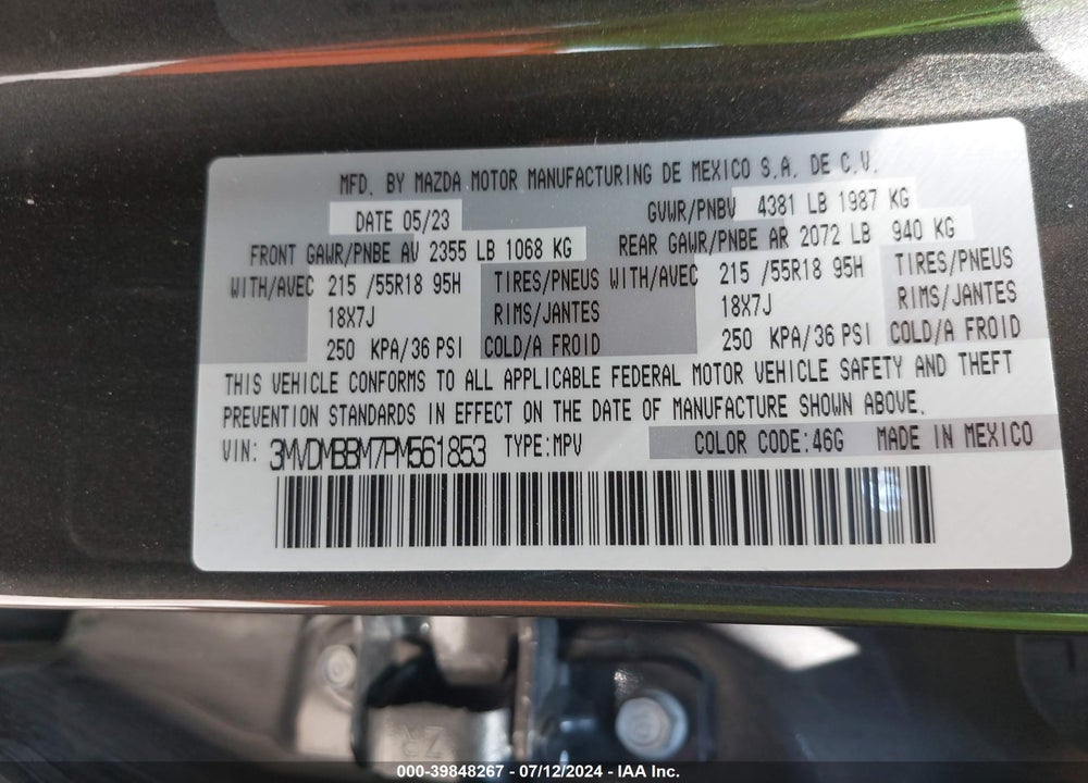 2023 MAZDA CX-30 2.5 S SELECT VIN: 3MVDMBBM7PM561853