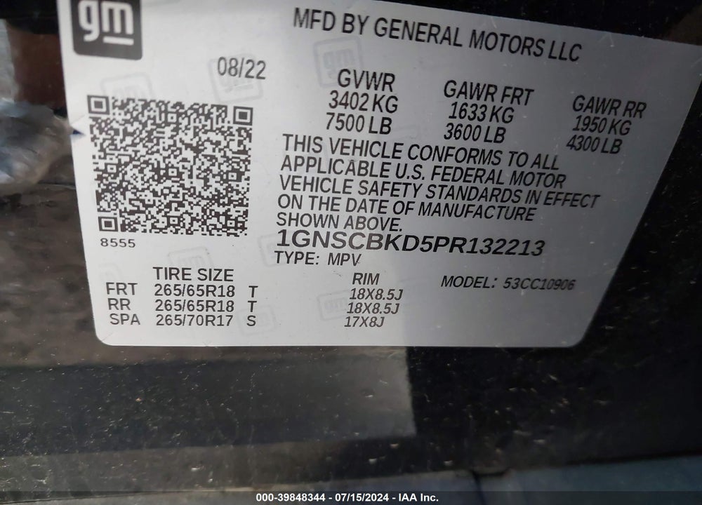 2023 CHEVROLET SUBURBAN 2WD LS VIN: 1GNSCBKD5PR132213