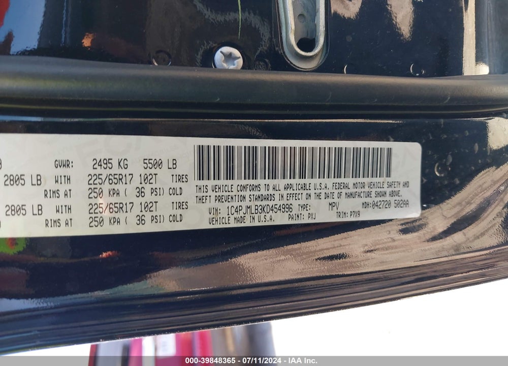 2019 JEEP CHEROKEE LATITUDE PLUS 4X4 VIN: 1C4PJMLB3KD454996
