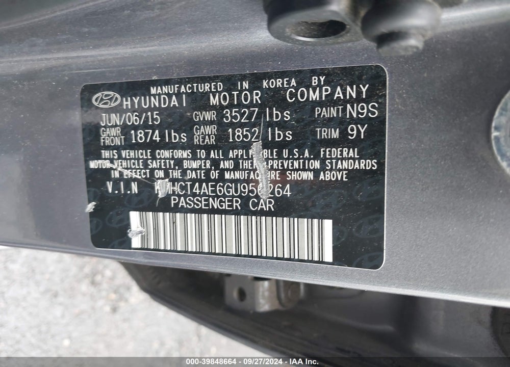 2016 HYUNDAI ACCENT SE VIN: KMHCT4AE6GU956264