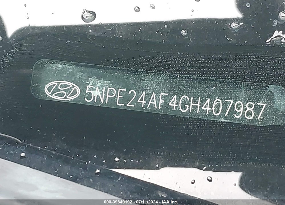 2016 HYUNDAI SONATA VIN: 5NPE24AF4GH407987