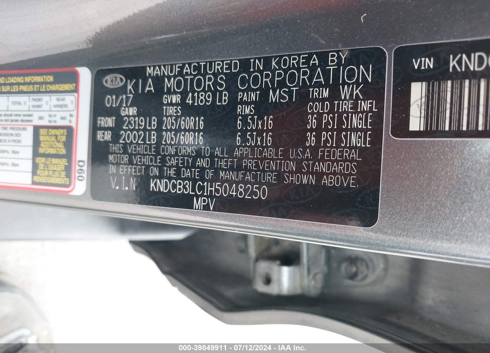 2017 KIA NIRO LX VIN: KNDCB3LC1H5048250