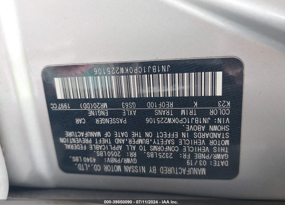 2019 NISSAN ROGUE SPORT SL VIN: JN1BJ1CP0KW225106