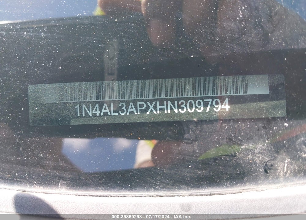 2017 NISSAN ALTIMA 2.5 S VIN: 1N4AL3APXHN309794