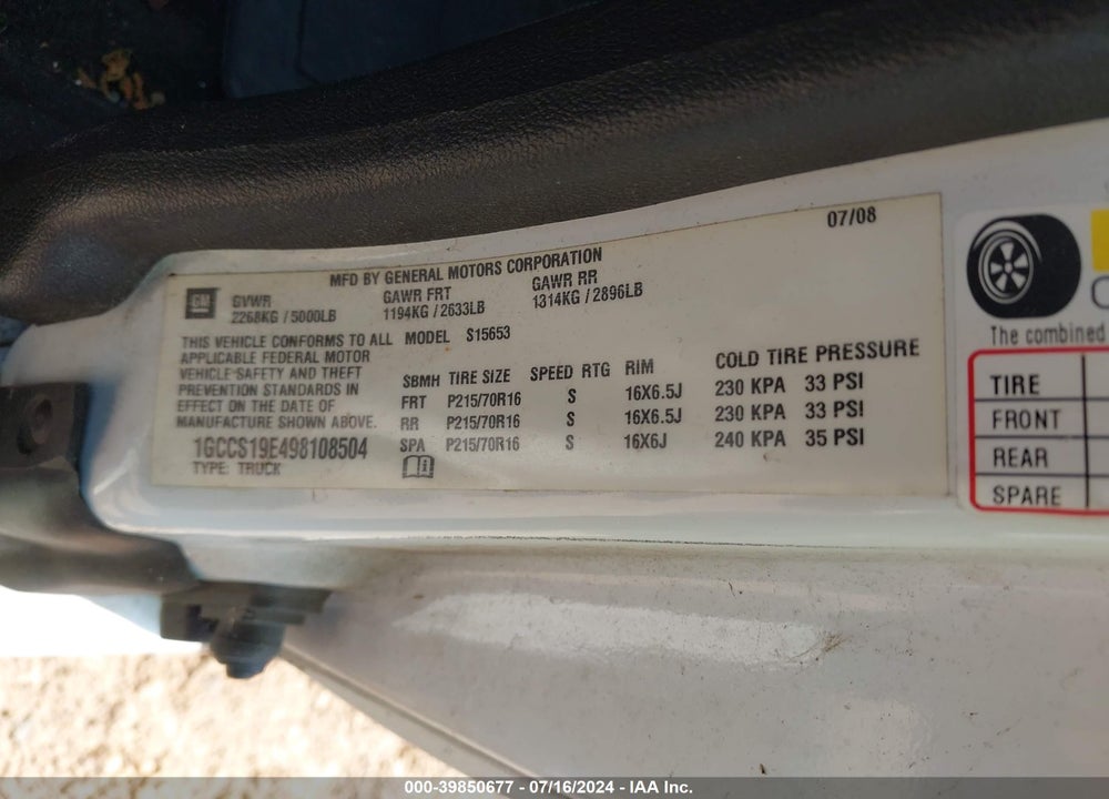 2009 CHEVROLET COLORADO LT VIN: 1GCCS19E498108504