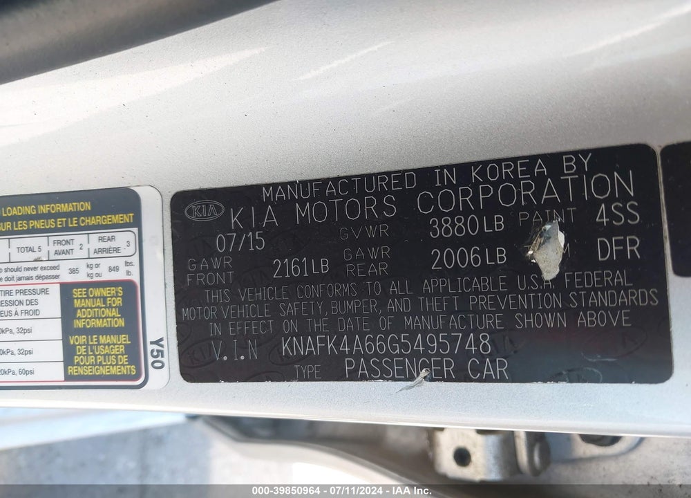 2016 KIA FORTE LX VIN: KNAFK4A66G5495748
