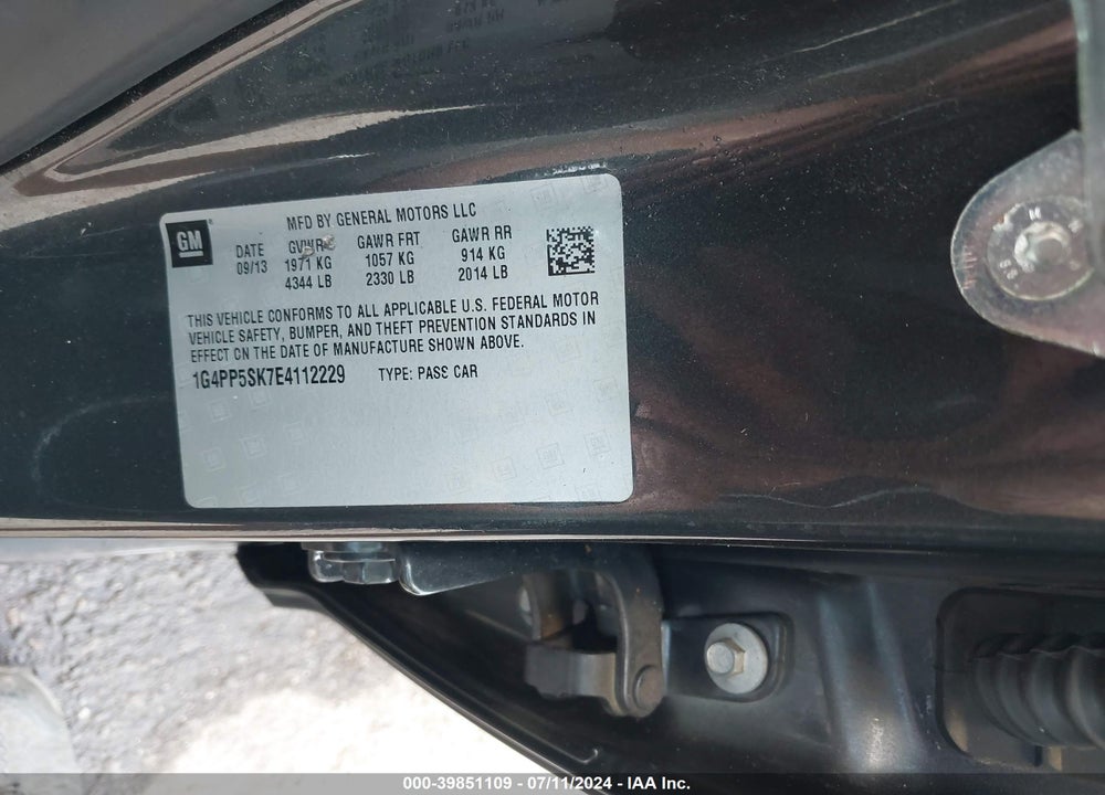 2014 BUICK VERANO VIN: 1G4PP5SK7E4112229