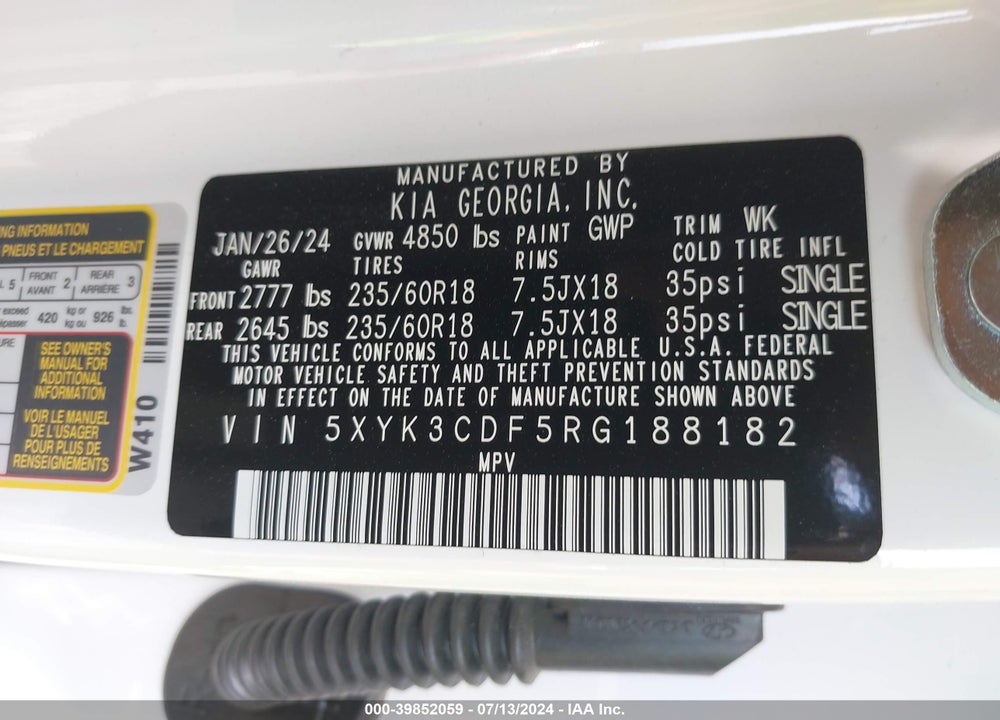 2024 KIA SPORTAGE EX VIN: 5XYK3CDF5RG188182