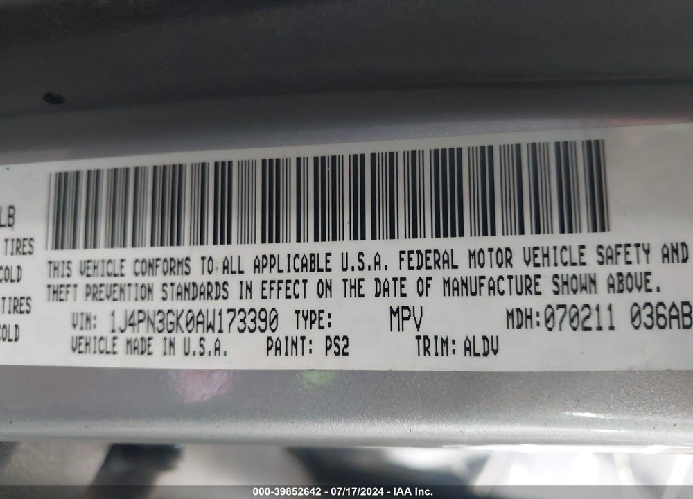 2010 JEEP LIBERTY RENEGADE VIN: 1J4PN3GK0AW173390